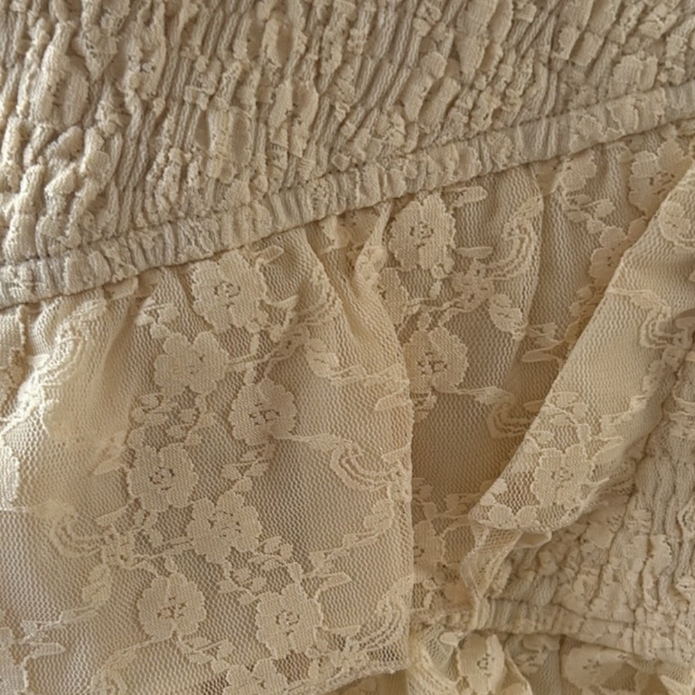 New Antique Cream Lace Ruched Fitted Elegant Women's Skirt - Picture 5 of 8